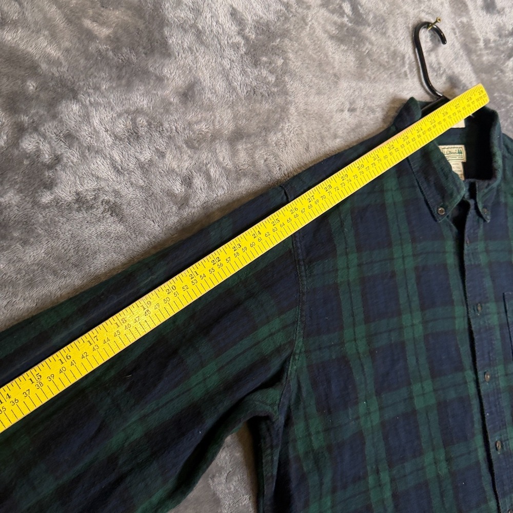 L.L. Bean Mens Flannel Green Long Sleeve Button Down Collard Shirt Size XL-Tall - Picture 6 of 7